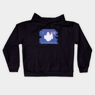 Cute Positive Ghost Light in Hunted Blue House Kids Hoodie